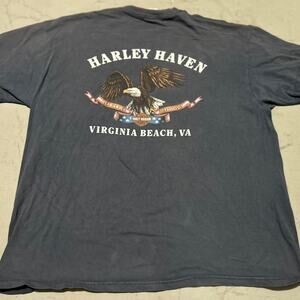 **Vintage Harley Davidson Virginia Beach Spell Out Eagle T-Shirt**